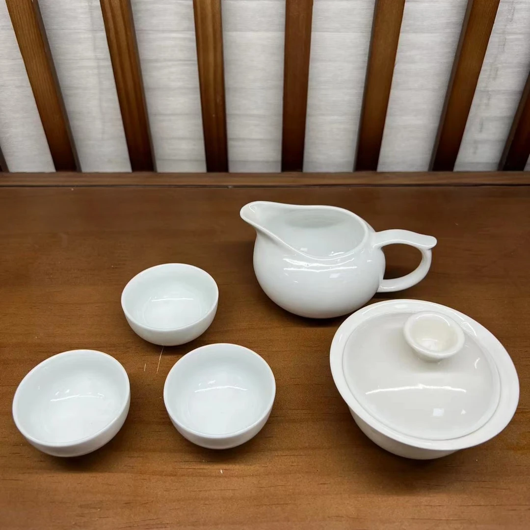 尚丰源高白瓷茶具一盖碗一公道杯三杯