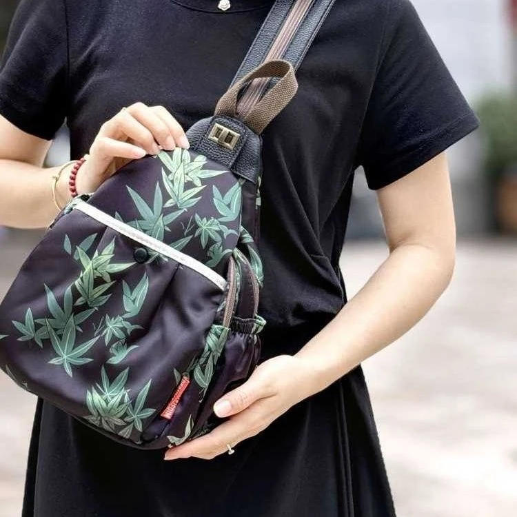 复古优雅竹叶单肩斜跨，双背多功能包2311