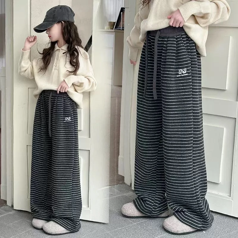 【苏舒童装】秋冬女童休闲卫裤加绒运动裤针织长裤弹力直筒裤12135