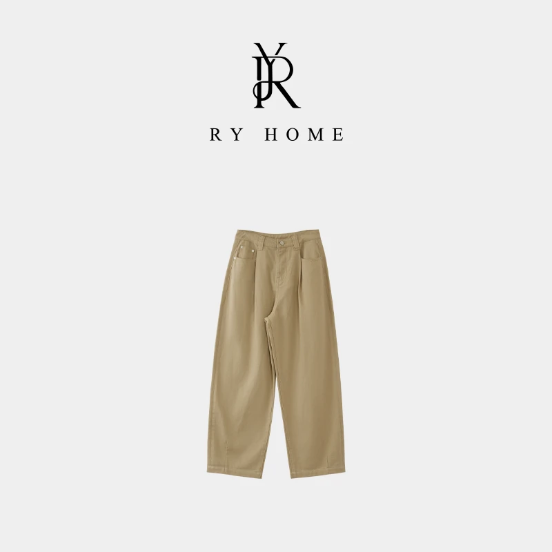 【容雨RYHOME】“拂晓”100%棉＋高腰百搭直筒阔腿休闲裤K2030