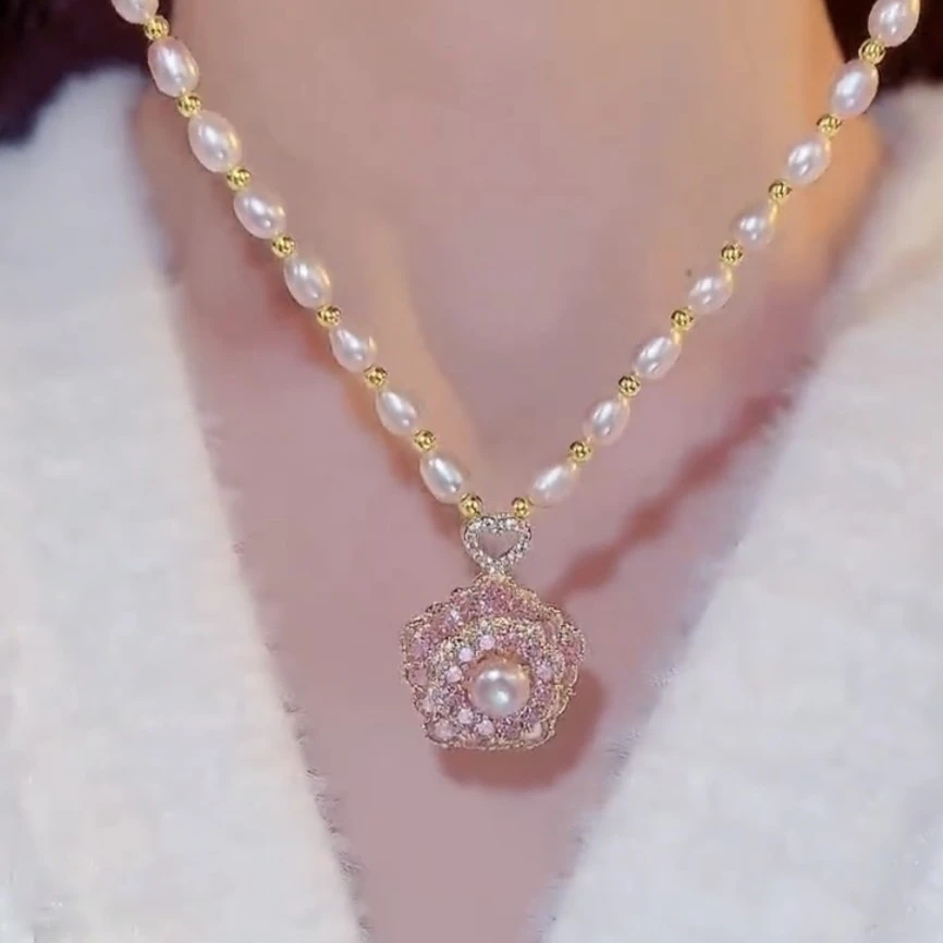 锌合金仿珍珠吊坠 时来运转珠珠项链小众设计高级感转转灵动颈链