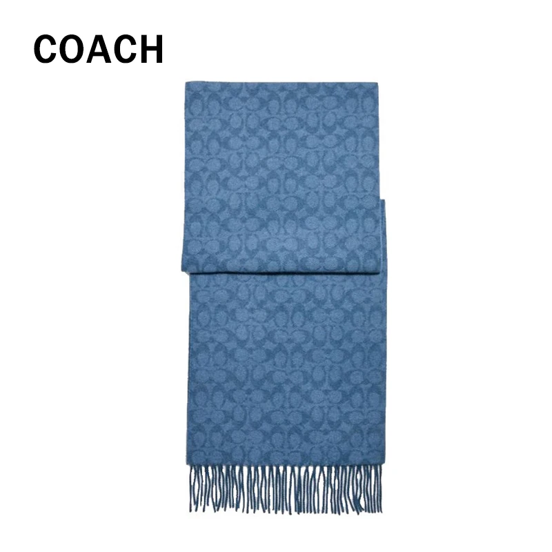 全新未使用 COACH/蔻驰 羊毛山羊绒围巾经典双C满印舒适保暖围脖