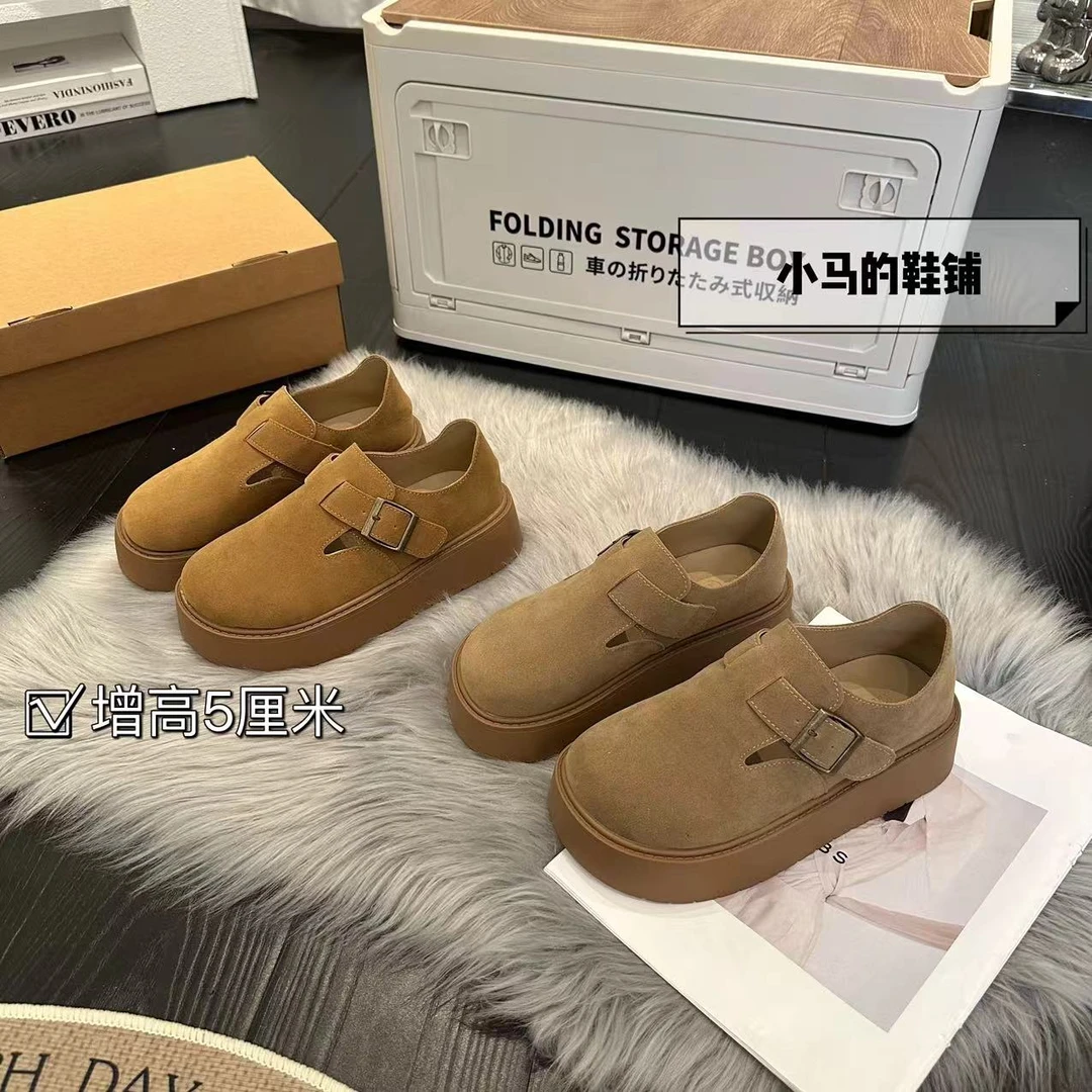 朦朦/勃肯鞋女春夏新款一脚蹬平软底舒适乐福豆豆休闲复古单鞋