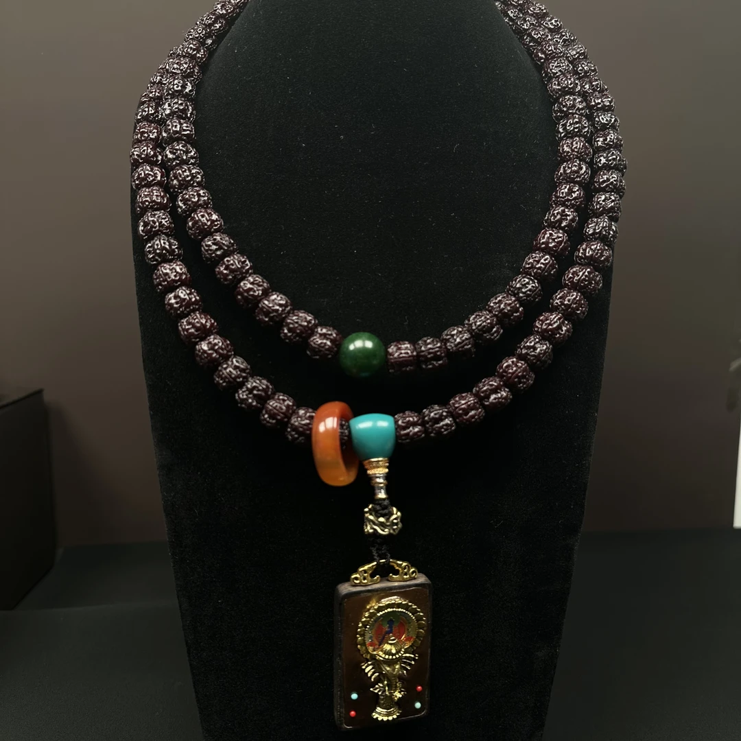 【黑金刚】藏传回流收藏级包浆老金刚108颗菩提子