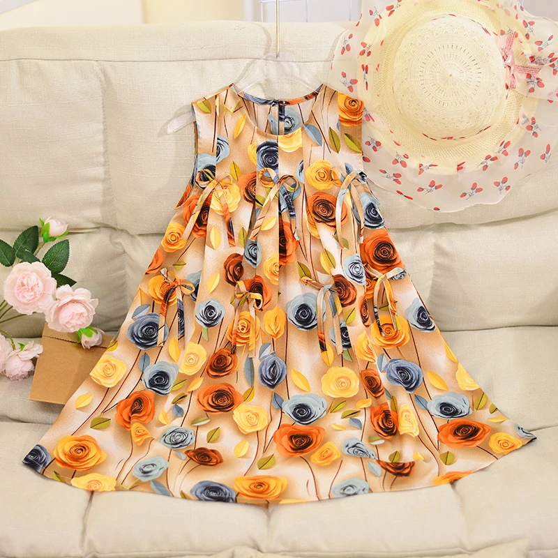 夏款儿童碎花裙女童连衣裙儿童公主裙洋气小女孩无袖背心裙99391