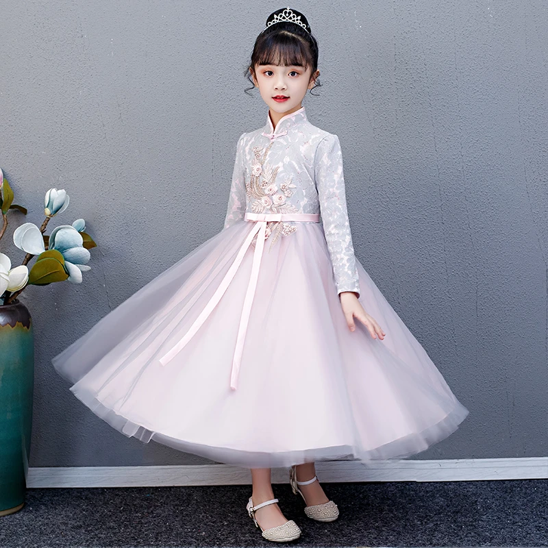 5857女童礼服连衣裙儿童装中大童公主裙小女孩生日裙子主持表演服