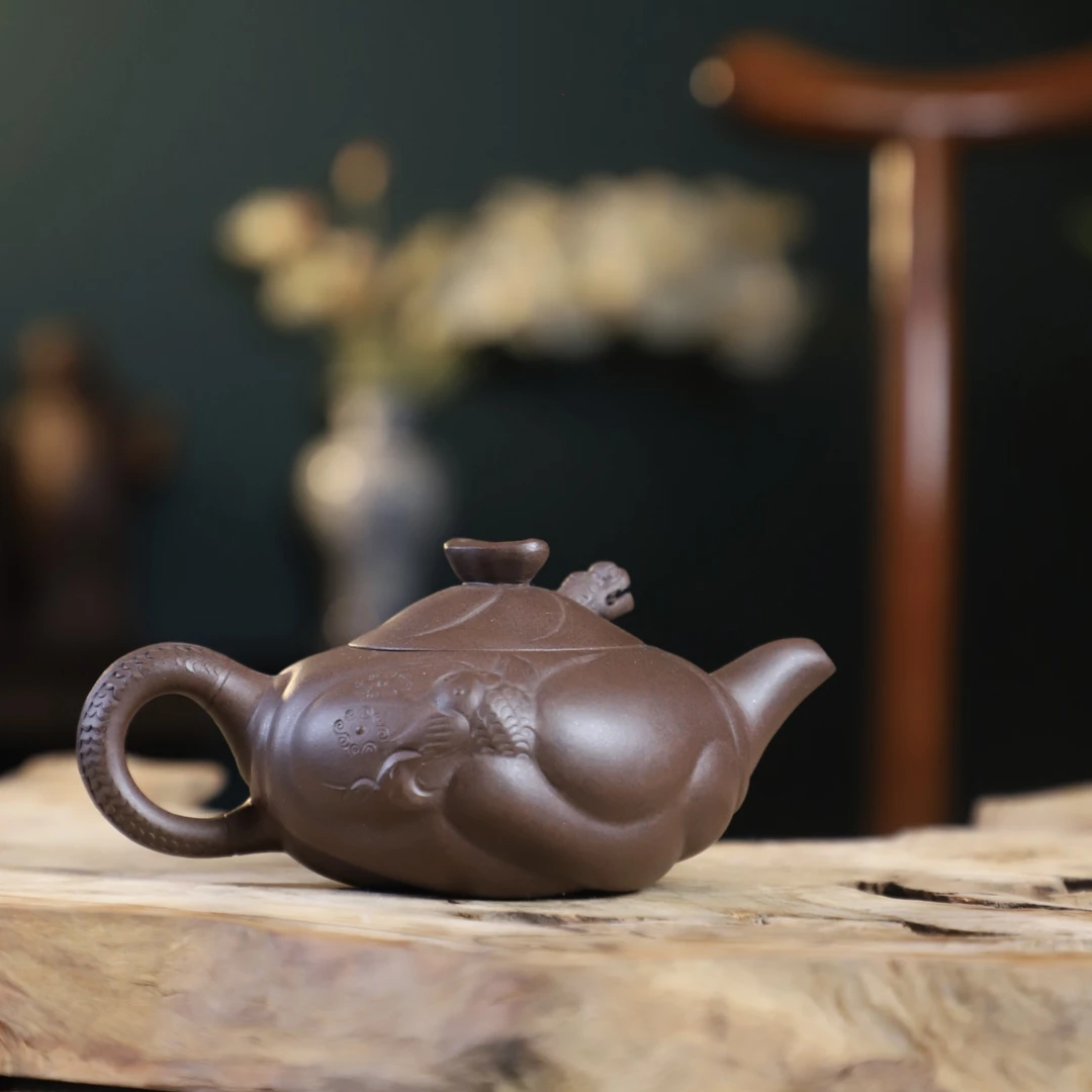 【柒掌柜推荐】国工早期老壶老料黑星土鱼化龙紫砂紫砂壶茶壶