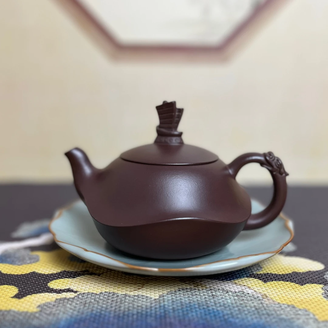 【柒掌柜推荐】一帆风顺天青紫砂壶精美老紫泥300cc茶具泡茶壶泥壶