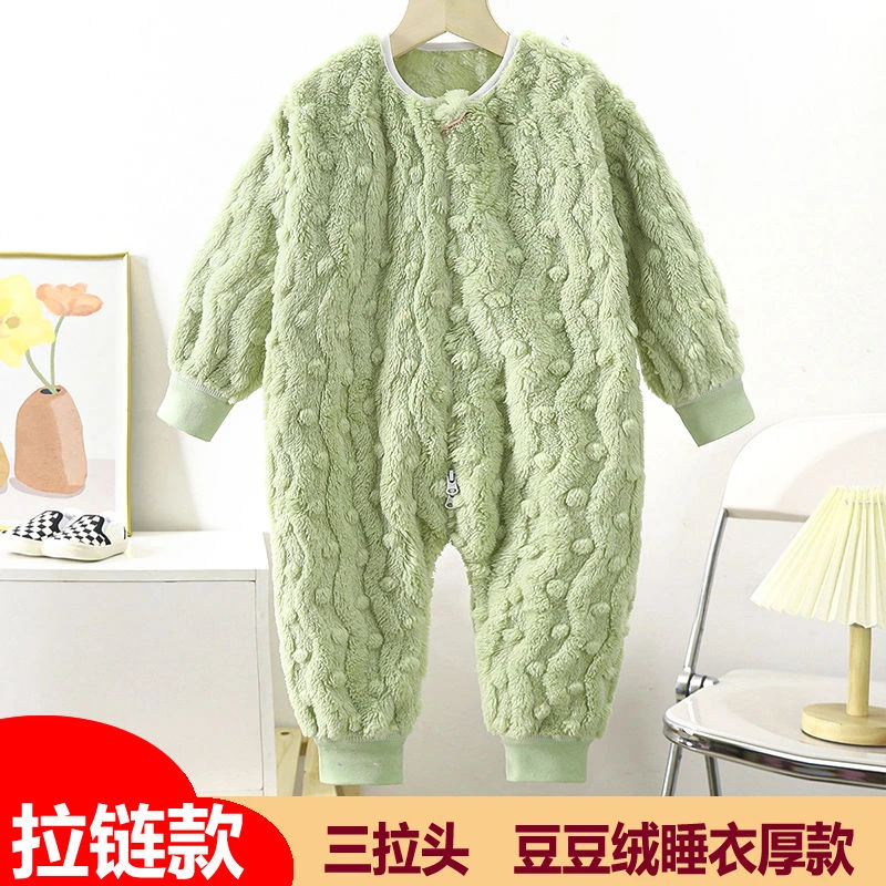 【嘟嘟】新品儿童连体衣加绒加厚男女童长爬服豆豆绒秋冬冬外穿洋气