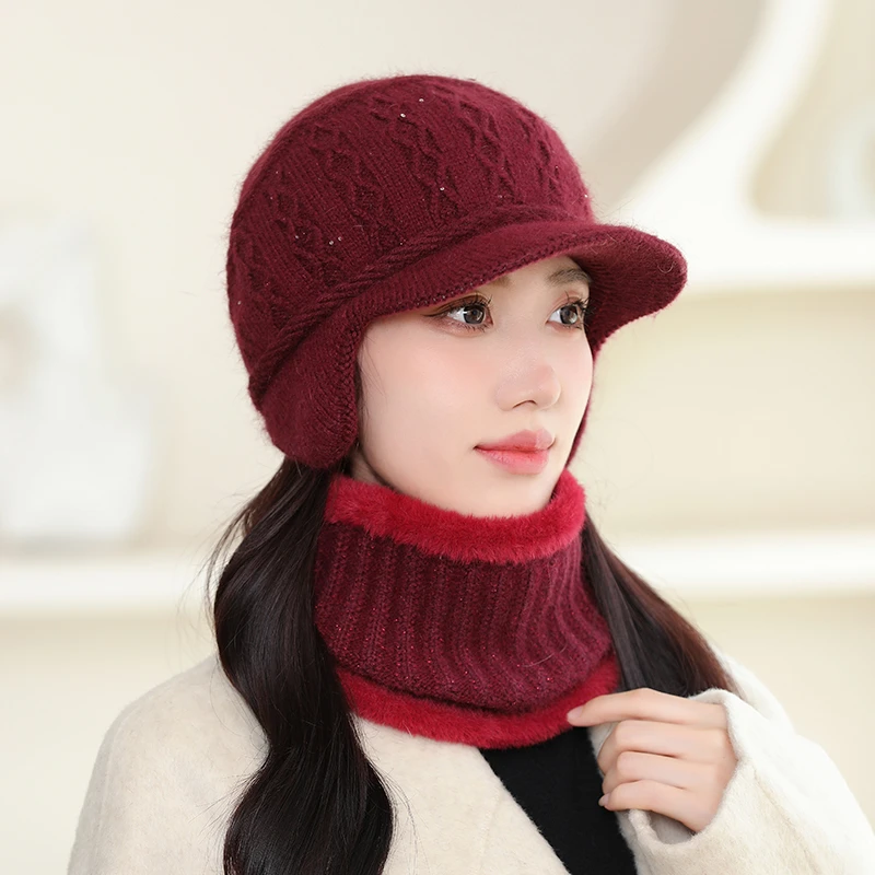 帽子女秋冬季韩版针织帽保暖冬天毛线帽时尚加厚护耳帽毛线帽护耳