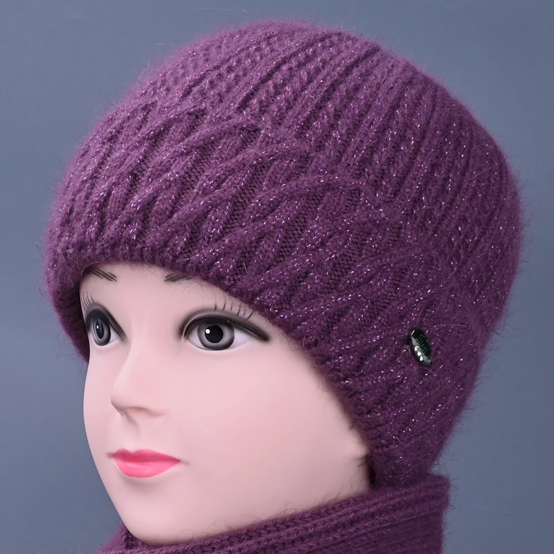 兔毛帽老人加厚保暖帽新款针织帽子护耳包头帽棉帽加绒毛线帽百搭