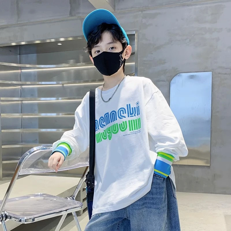 儿童装男童秋装长袖T恤2023新款春秋款秋衣时尚打底衫体恤上衣潮