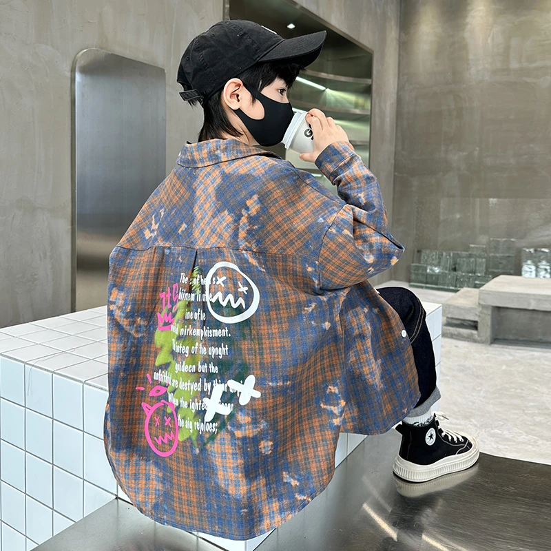 男童衬衫外套春秋款2023新款儿童秋装炸街上衣中大童秋季薄款帅气