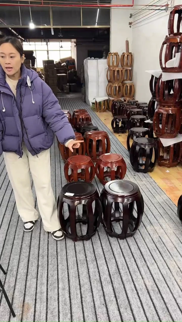 【闪购商品】花梨木类家具017 一对 金花梨酸枝色大号鼓凳 微瑕