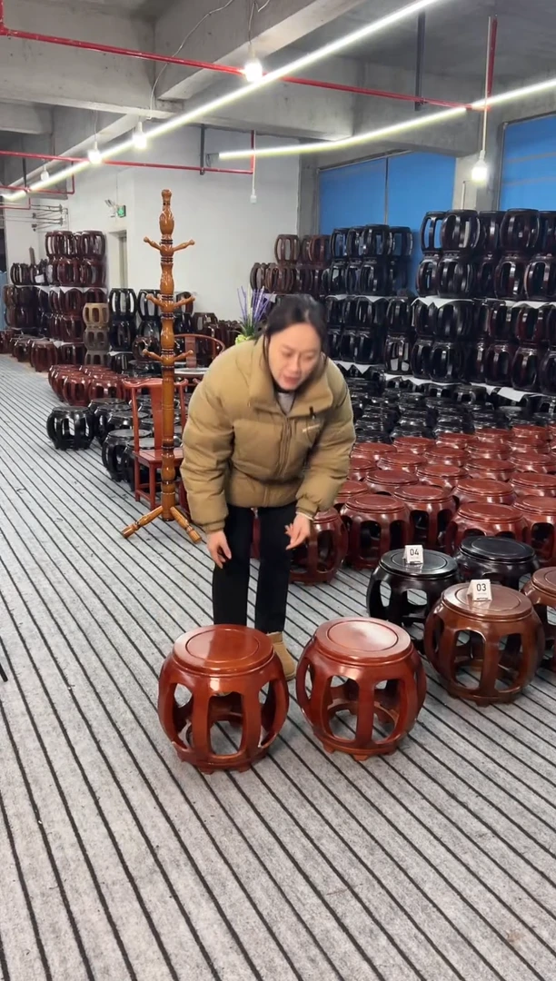 【闪购商品】花梨木类家具一对 金花梨花梨色小号鼓凳 微瑕