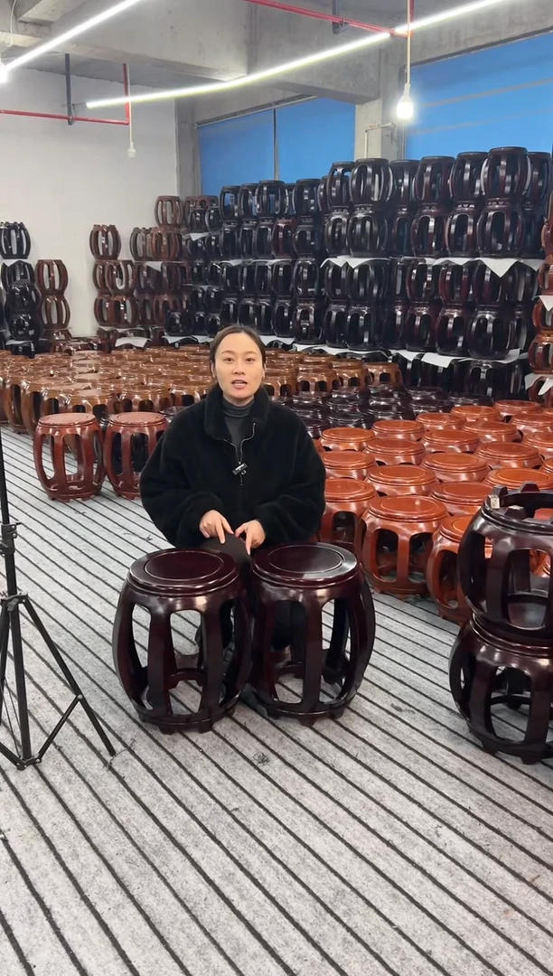 【闪购商品】花梨木类家具一对 金花梨酸枝色大号鼓凳 微瑕