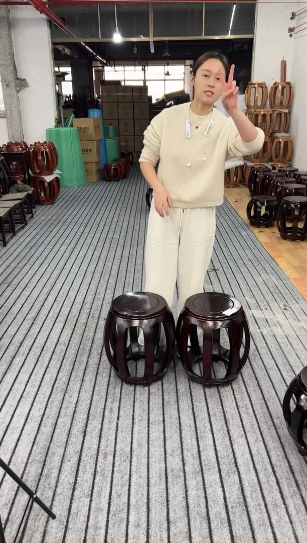 【闪购商品】花梨木类家具016一对 金花梨酸枝色大号鼓凳 微瑕