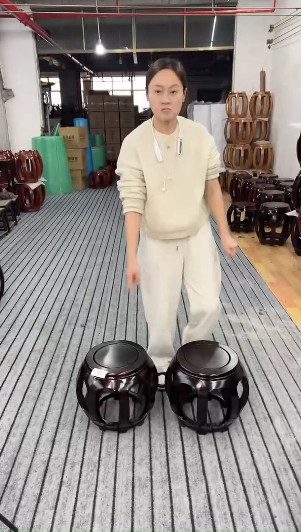 【闪购商品】花梨木类家具030一对 酸枝色小号鼓凳瑕疵 不退换