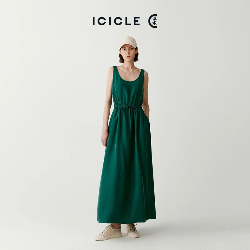【臻选真丝】ICICLE之禾女装夏季新款真丝电力纺长款连衣裙