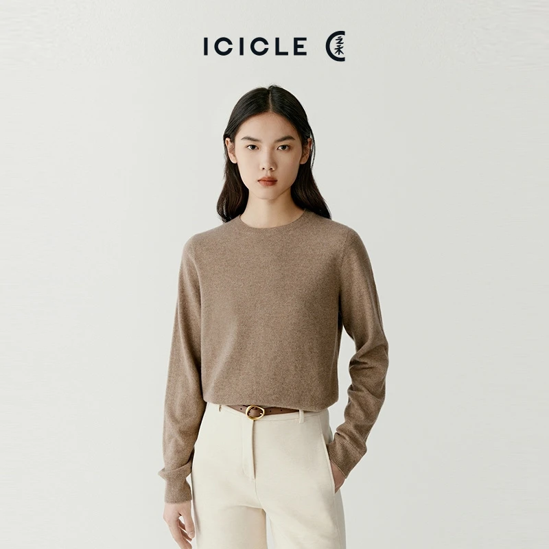 【之禾经典】ICICLE之禾女装粗纺羊绒圆领套头针织衫休闲打底衫3076