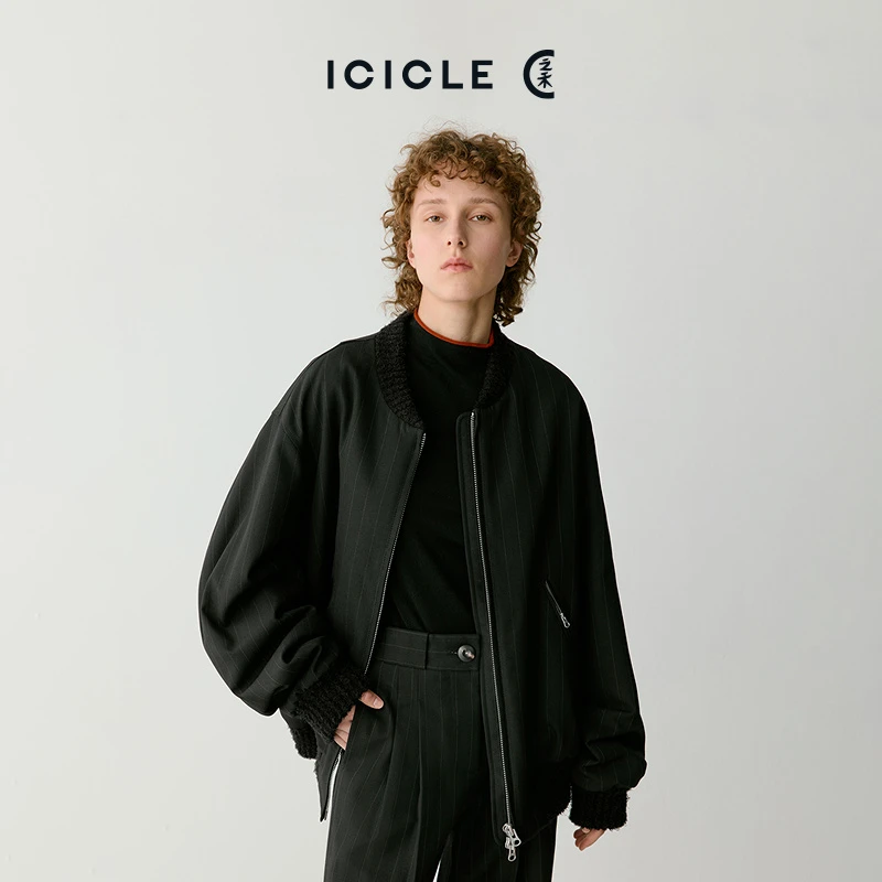 ICICLE之禾女装毛棉斜纹夹棉夹克棉外套0005