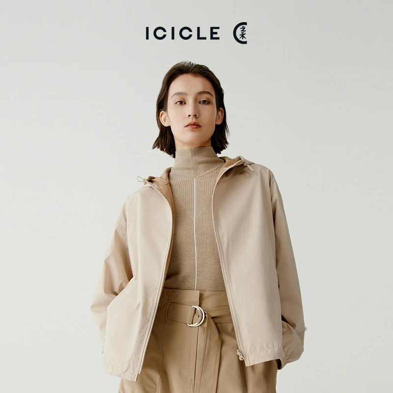 ICICLE之禾女装秋冬连帽轻便短风衣短款时尚