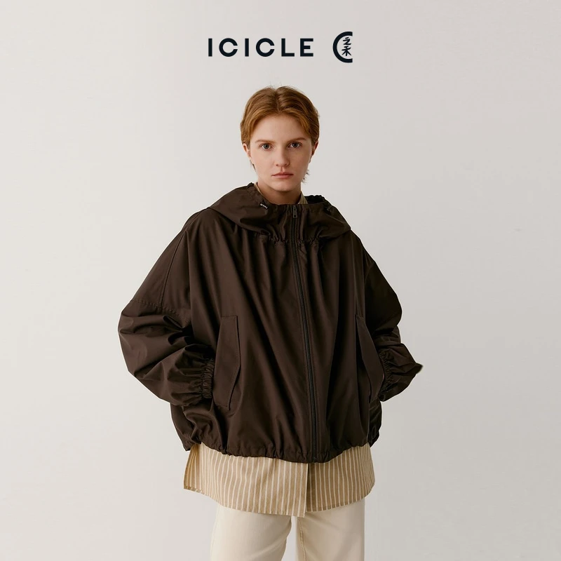 【琥珀流光】【露珠风衣】ICICLE之禾女装薄丝毛弹力斜纹短风衣外套