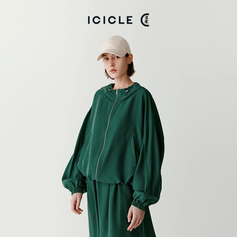 ICICLE之禾女装真丝电力纺夹克外套0880