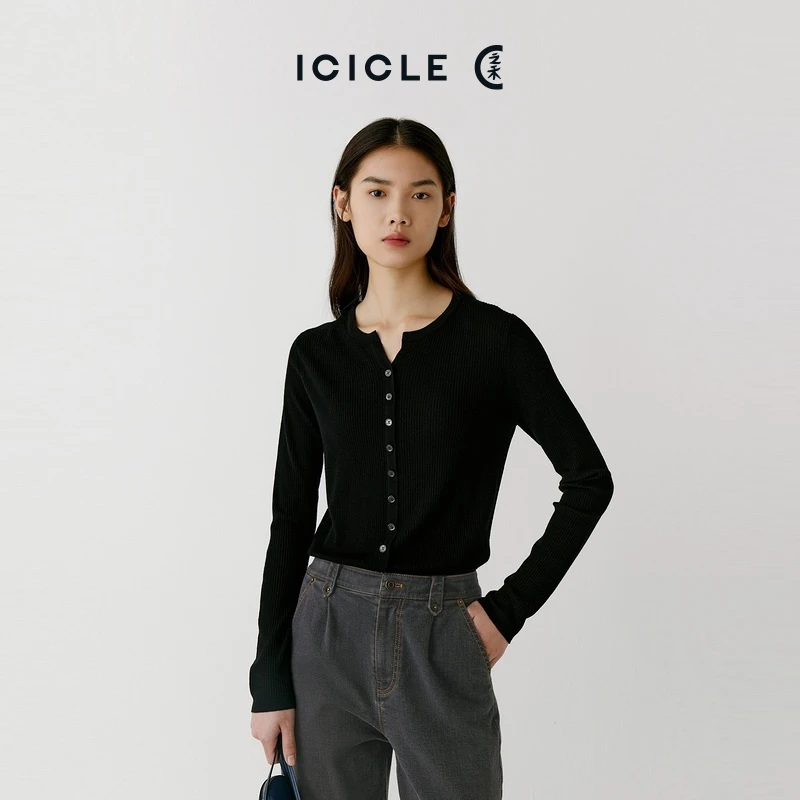 #雅丹老钱风ICICLE之禾女装秋冬细支羊毛圆领针织衫