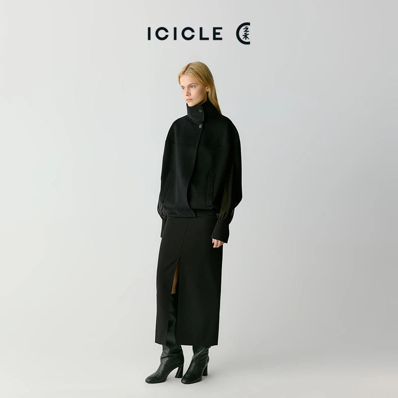 ICICLE之禾女装精纺羊毛斜纹布紧身半身裙0825