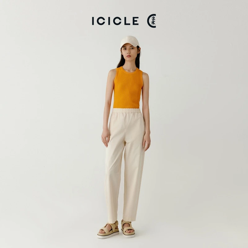 ICICLE之禾女装夏季时尚气质全棉斜纹成衣染宽松工装裤