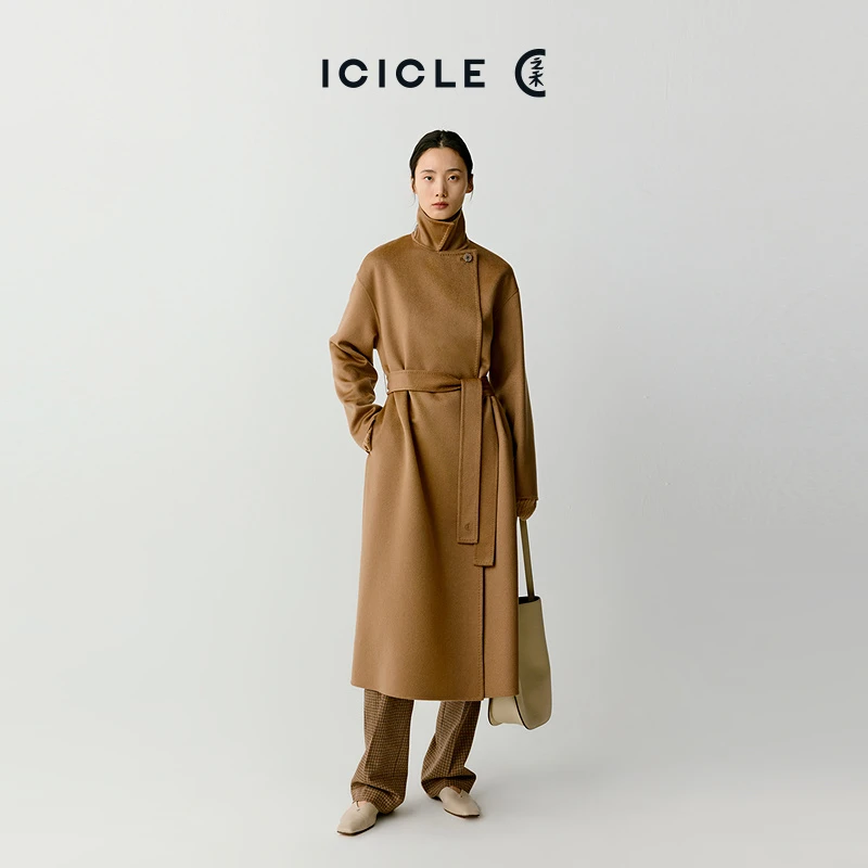 【琥珀流光】ICICLE之禾女装高级感厚全羊绒双面呢长款大衣0512
