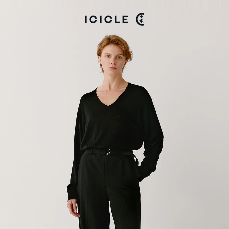 【无缝针织】【退仓】之禾女装春夏羊毛V领时尚毛衣针织衫打底衫