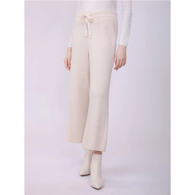 玉兰悠悠2024秋冬款"慵懒随性"全羊毛针织裤显瘦休闲百搭长裤女