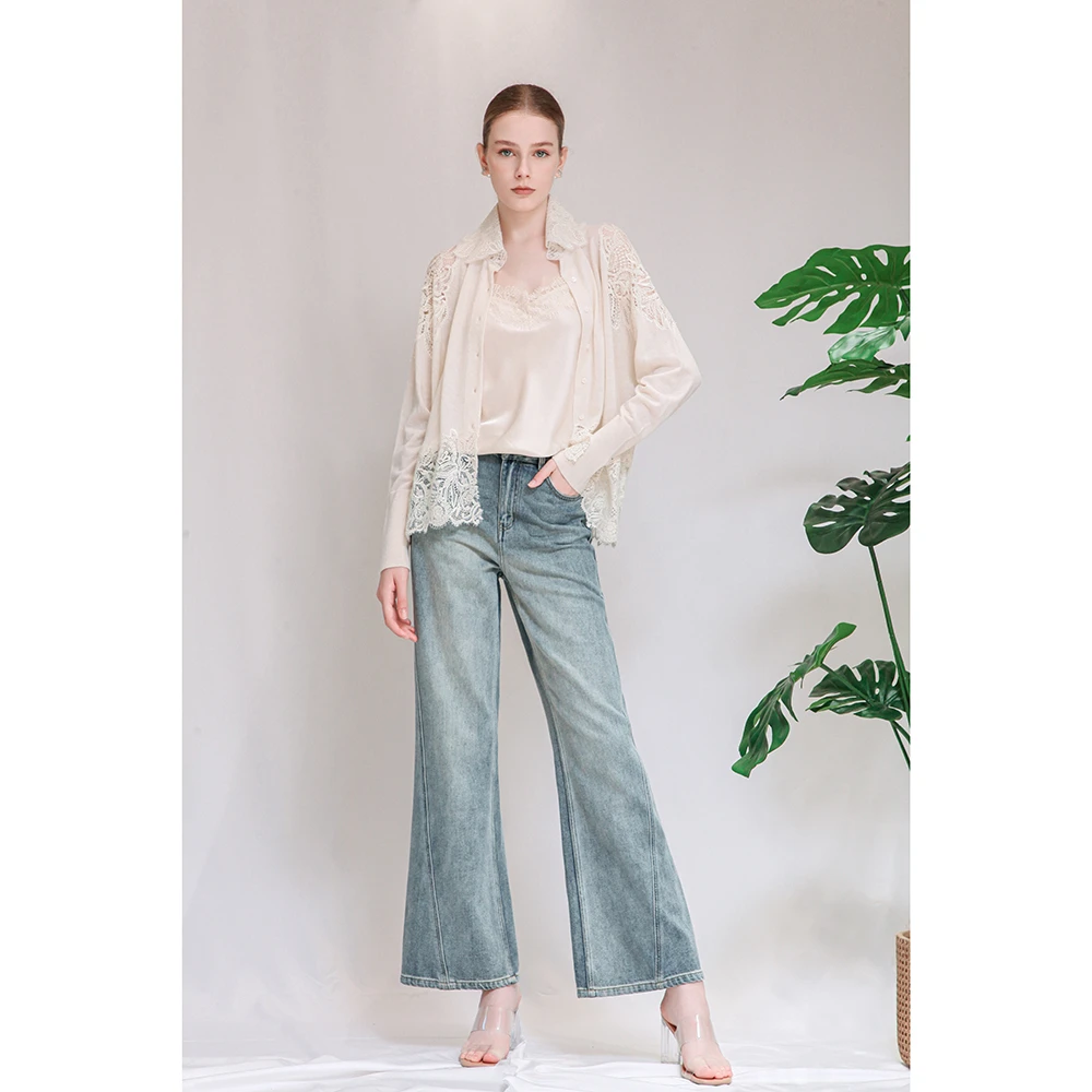 玉兰悠悠高级时装“视若珍宝”羊绒蕾丝上衣修身显瘦气质优雅百搭款