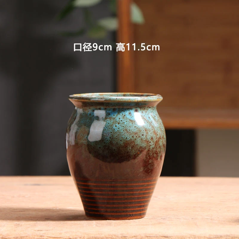 孔雀蓝色多肉花盆陶瓷简约家用陶土粗陶花盘小号陶盆清仓捡漏批发