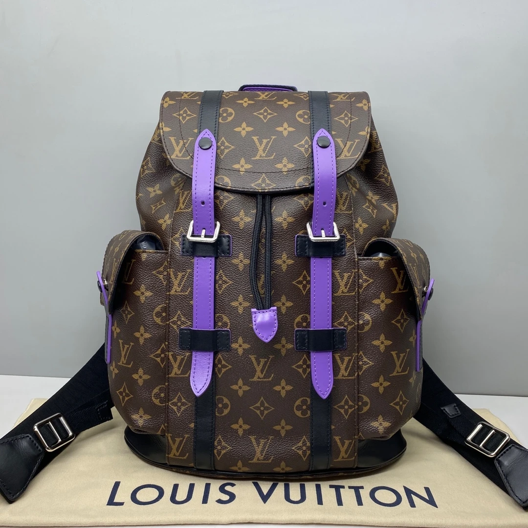 99新 LouisVuitton/路易威登 98新棕花Christ限量小号6667双肩包
