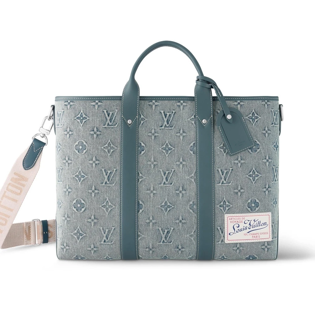 99新 LouisVuitton/路易威登 水洗牛仔8468限量款Weekend托特包