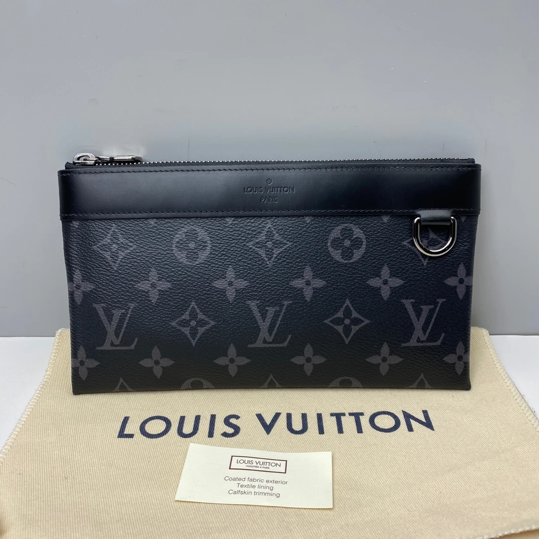 99新 LouisVuitton/路易威登 99新 黑花芯片6946阿波罗男士手拿包
