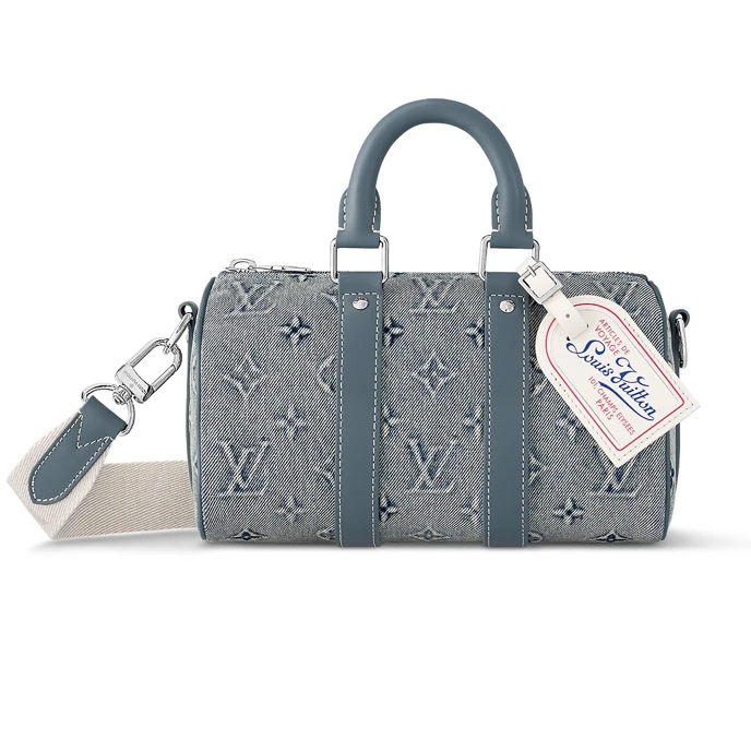 99新 LV 99新LV牛仔帆布老花keepall 25男士5954邮差包