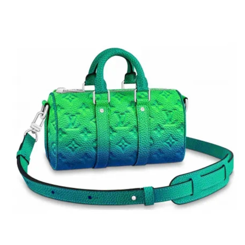 99新  99新LV限量款6042牛皮革渐变色Keepall xs男士邮差包斜挎包