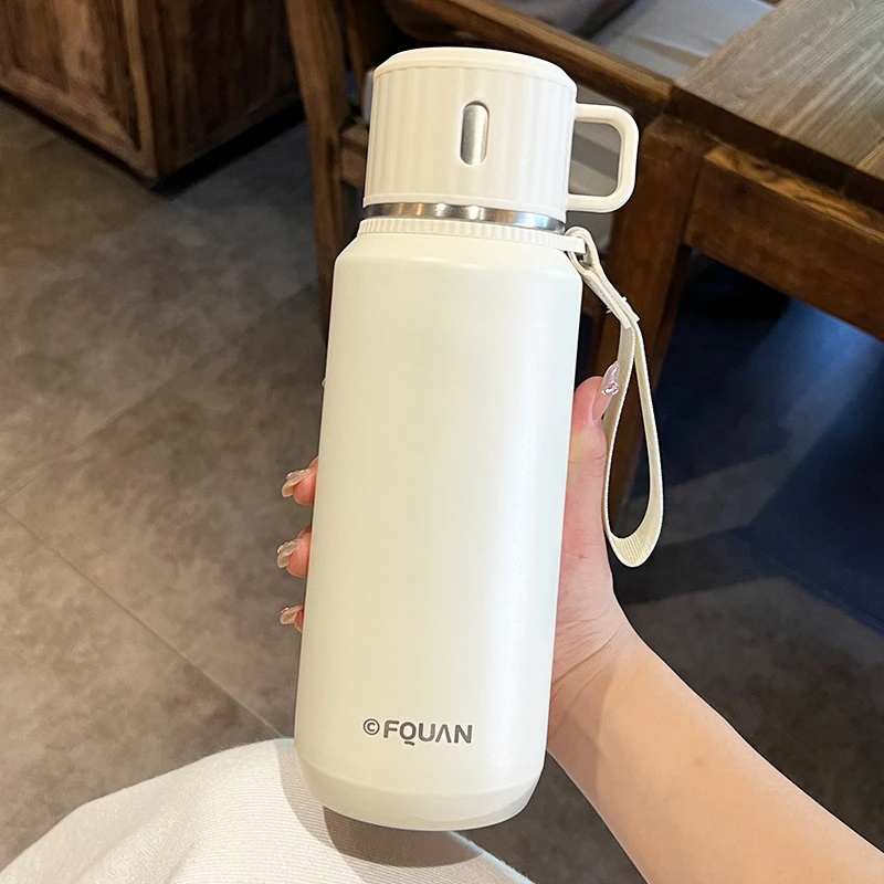 冬季简约保温杯女士大容量户外车载便携保温壶茶水分离泡茶杯子男