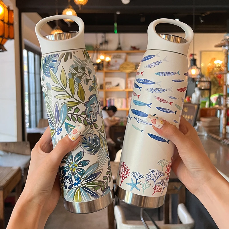 创意潮流大容量保温杯女士高颜值水杯网红设计感个性少女心情侣杯