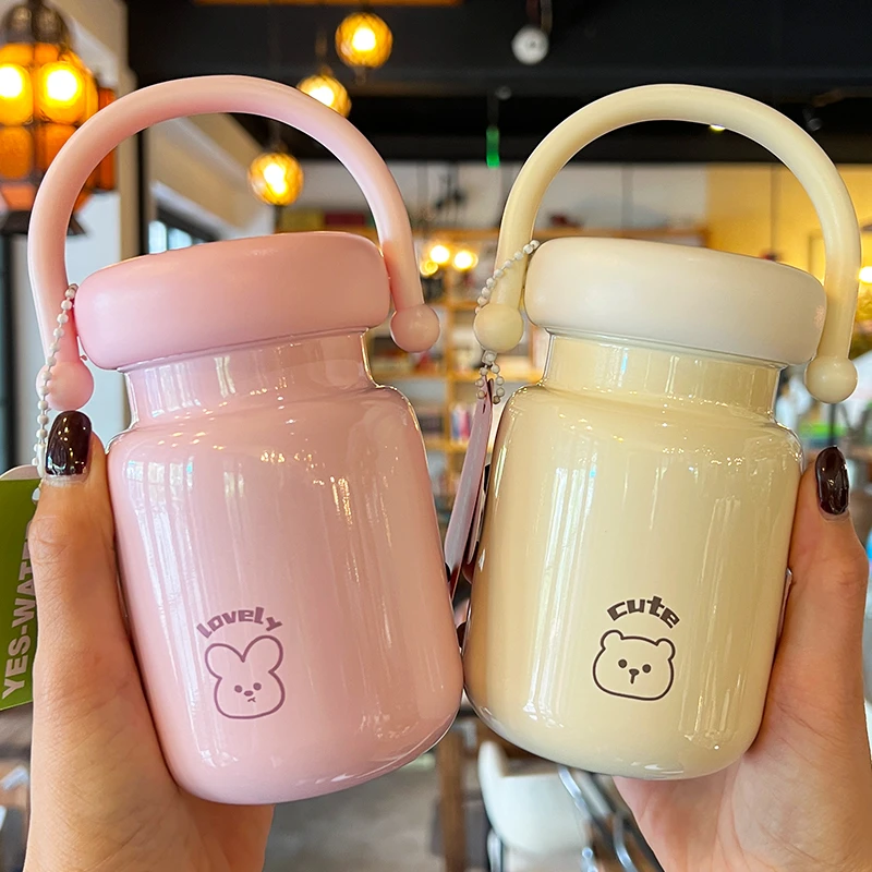 网红潮流手提保温杯女生高颜值水杯少女心学生杯子冬季便携随手杯
