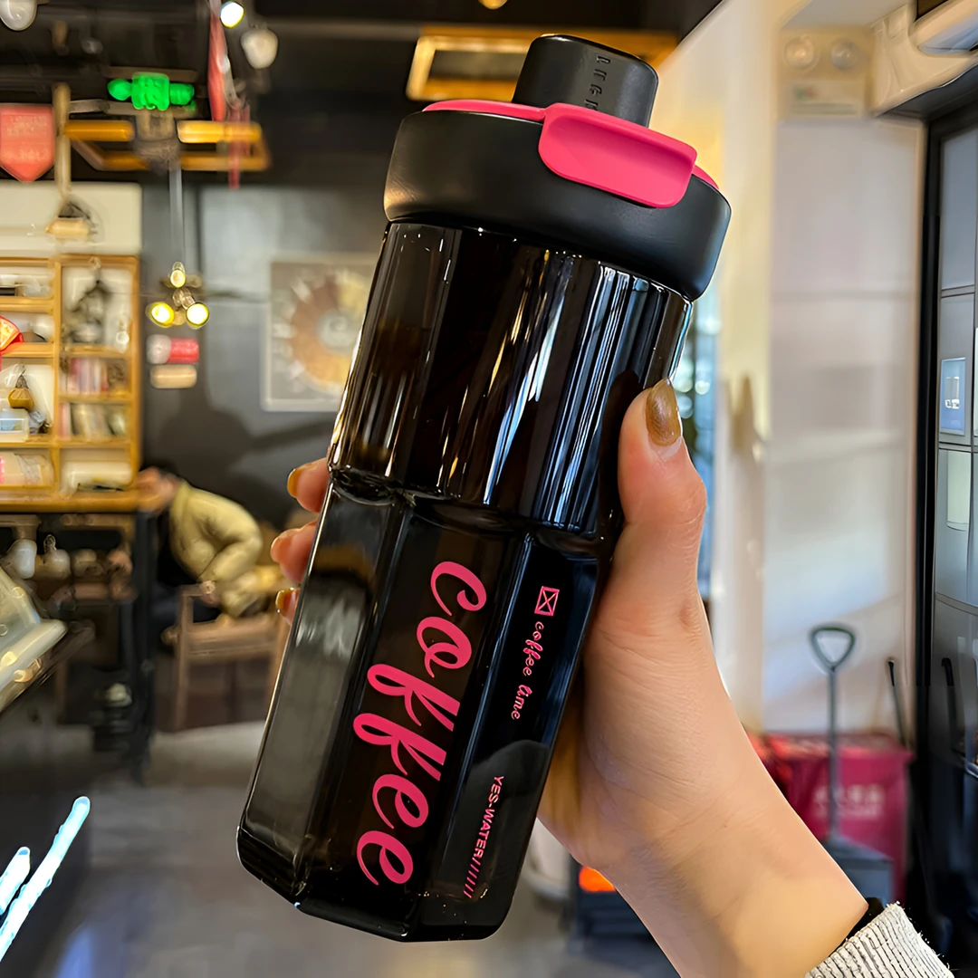 潮流大容量水杯带茶漏女生高颜值便携tritan双饮杯耐高温咖啡杯子