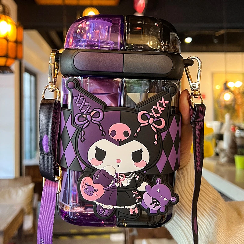 库洛米水杯女生学生吸管杯一杯两用少女心可爱双仓双饮杯子大容量