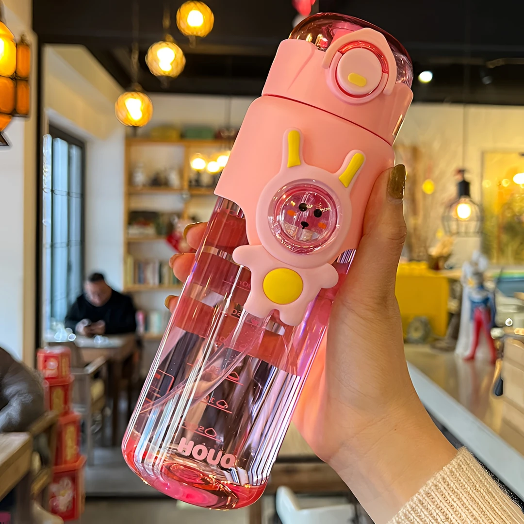 可爱儿童水杯带吸管小学生上学专用杯子防摔大容量男女孩夏季水壶