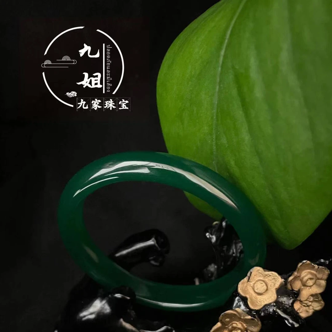 【九姐】天然极光绿手镯 满绿 绿色冰透 气质玉石手镯 @DL064@