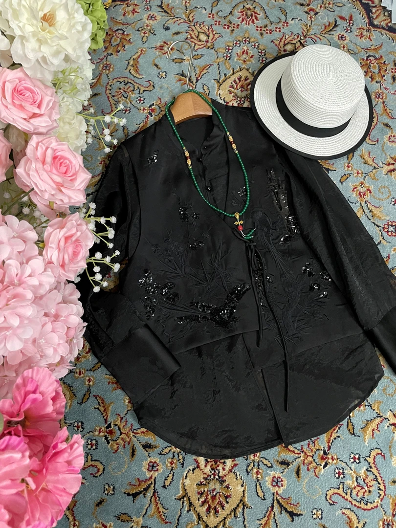 新中式国风衬衫绣花马甲双搭重工艺苏州刺绣时尚中国风