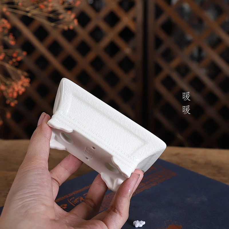 『瓢口开窗小长方』暖暖精选花盆精品手工釉盆冰裂多肉绿植盆景控